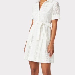 Milly Cleo Linear White Eyelet Short Shirtdress - Size 4, NWOT